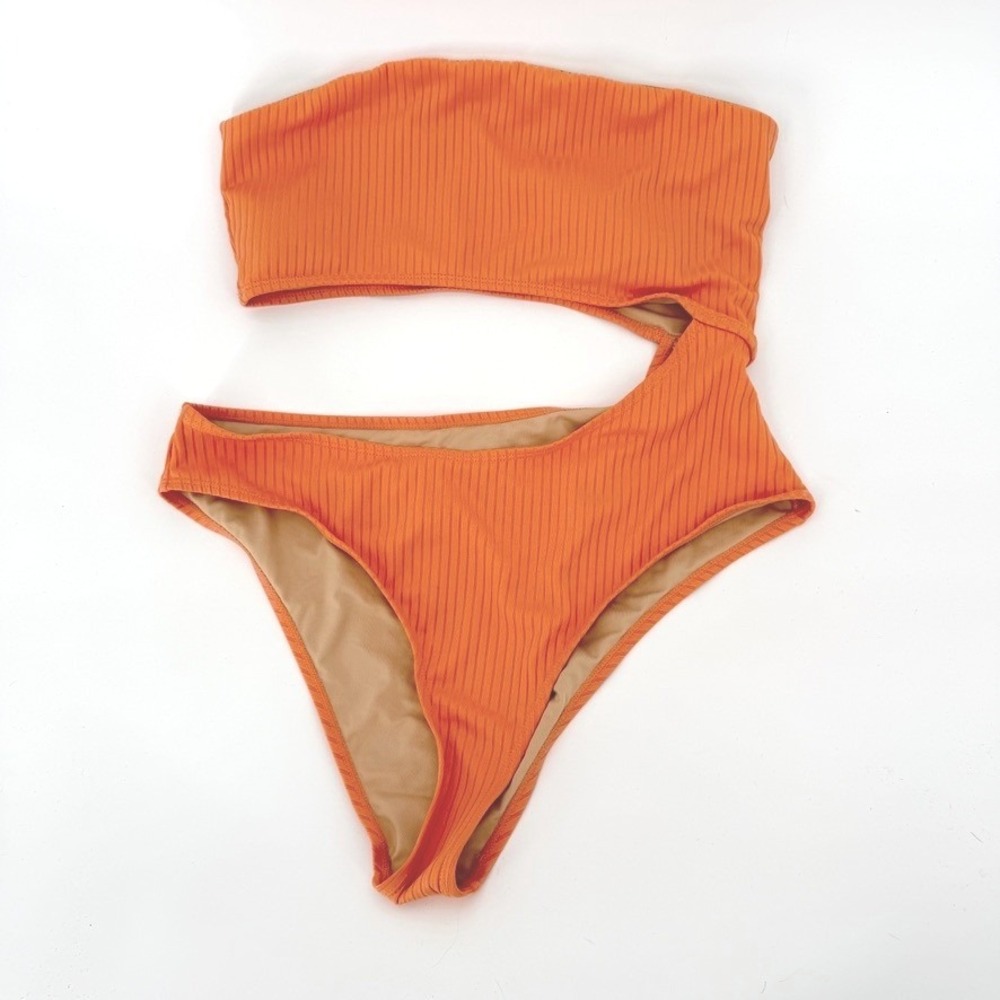 Cotton On Body One Piece Swimsuit Open Midriff Peach Size XL **Needs Straps